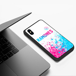 Чехол iPhone XS Max матовый Ramones neon gradient style посередине, цвет: 3D-черный — фото 2