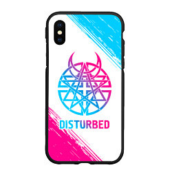 Чехол iPhone XS Max матовый Disturbed neon gradient style, цвет: 3D-черный