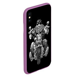 Чехол iPhone XS Max матовый Старый бородатый байкер, цвет: 3D-фиолетовый — фото 2