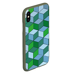 Чехол iPhone XS Max матовый Ромбовая симфония, цвет: 3D-темно-зеленый — фото 2