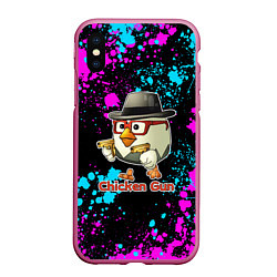 Чехол iPhone XS Max матовый Chicken gun - neon