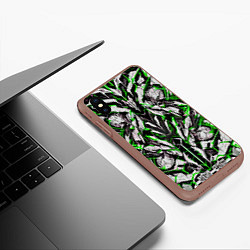 Чехол iPhone XS Max матовый Зелёная кибернетическая броня, цвет: 3D-коричневый — фото 2