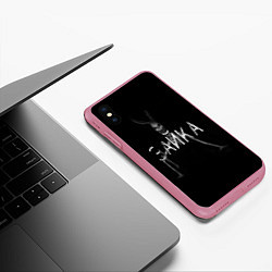 Чехол iPhone XS Max матовый Ужасный зайка, цвет: 3D-малиновый — фото 2