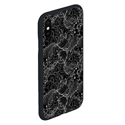 Чехол iPhone XS Max матовый Бойцовые рыбки на волнах, цвет: 3D-черный — фото 2