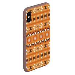 Чехол iPhone XS Max матовый Brown tribal geometric, цвет: 3D-коричневый — фото 2