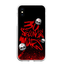 Чехол iPhone XS Max матовый Thirty seconds to mars skulls, цвет: 3D-белый