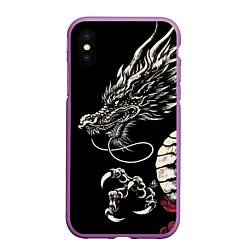 Чехол iPhone XS Max матовый Japanese dragon - irezumi - art, цвет: 3D-фиолетовый