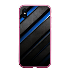 Чехол iPhone XS Max матовый Black blue lines