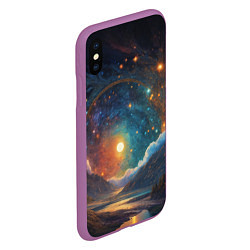 Чехол iPhone XS Max матовый Абстрактный фантастический пейзаж, цвет: 3D-фиолетовый — фото 2