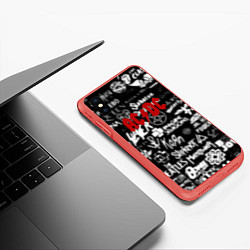 Чехол iPhone XS Max матовый AC DC all logo band, цвет: 3D-красный — фото 2