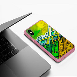 Чехол iPhone XS Max матовый Криптоабстракция, цвет: 3D-малиновый — фото 2