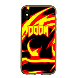 Чехол iPhone XS Max матовый Doom eternal fire storm, цвет: 3D-коричневый