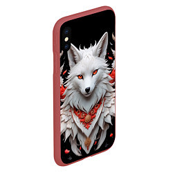 Чехол iPhone XS Max матовый Белая лисица - кицунэ, цвет: 3D-красный — фото 2
