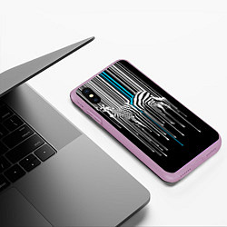 Чехол iPhone XS Max матовый Штрихкод зебра, цвет: 3D-сиреневый — фото 2