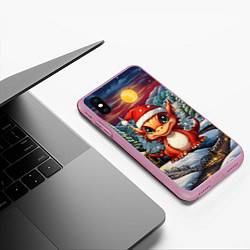 Чехол iPhone XS Max матовый Новый год 2024 символ года дракон, цвет: 3D-розовый — фото 2