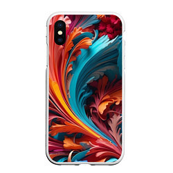 Чехол iPhone XS Max матовый Красивый яркий узорчик, цвет: 3D-белый