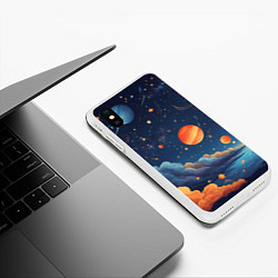 Чехол iPhone XS Max матовый Нарисованный космос, цвет: 3D-белый — фото 2