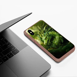 Чехол iPhone XS Max матовый Зеленый травяной дракон, цвет: 3D-коричневый — фото 2