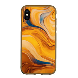 Чехол iPhone XS Max матовый Жидкая золотая текстура - нейросеть