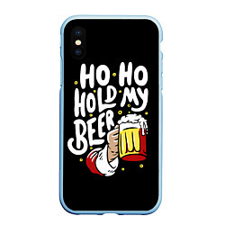 Чехол iPhone XS Max матовый Ho - ho - hold my beer, цвет: 3D-голубой