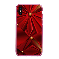 Чехол iPhone XS Max матовый Красный материал со складками