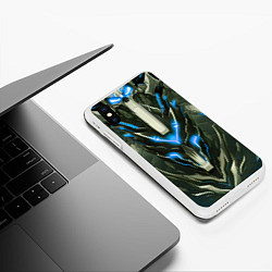 Чехол iPhone XS Max матовый Синяя кибер броня, цвет: 3D-белый — фото 2