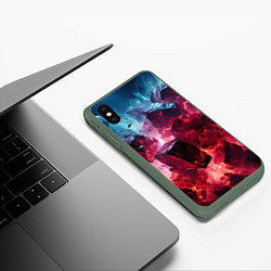 Чехол iPhone XS Max матовый Кубы в красном и фиолетовом дыме, цвет: 3D-темно-зеленый — фото 2