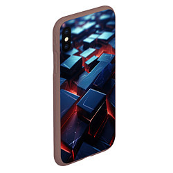 Чехол iPhone XS Max матовый Синие плиты абстракция разлома, цвет: 3D-коричневый — фото 2