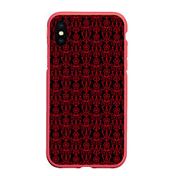 Чехол iPhone XS Max матовый Чёрно-красный узоры, цвет: 3D-красный