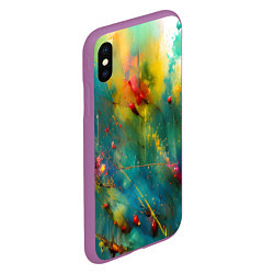 Чехол iPhone XS Max матовый Абстрактные мазки краски, цвет: 3D-фиолетовый — фото 2