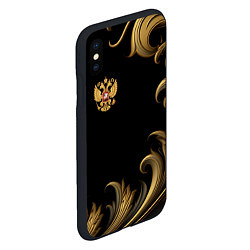 Чехол iPhone XS Max матовый Герб России и золотистый узор, цвет: 3D-черный — фото 2