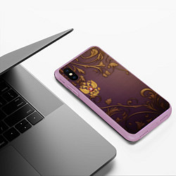 Чехол iPhone XS Max матовый Герб России золотой на фиолетовом фоне, цвет: 3D-сиреневый — фото 2
