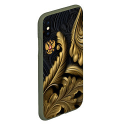 Чехол iPhone XS Max матовый Золотой узор и герб России, цвет: 3D-темно-зеленый — фото 2