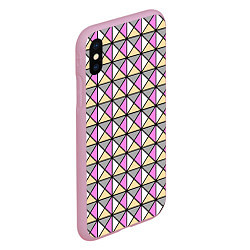 Чехол iPhone XS Max матовый Геометрический треугольники бело-серо-розовый, цвет: 3D-розовый — фото 2