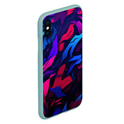 Чехол iPhone XS Max матовый Синие и фиолетовые яркие краски, цвет: 3D-мятный — фото 2