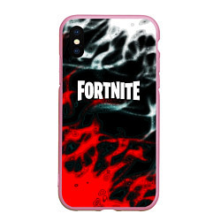 Чехол iPhone XS Max матовый Fortnite flame abstract