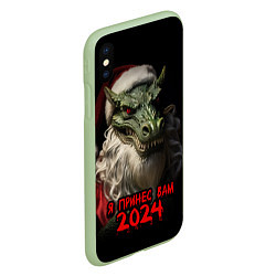 Чехол iPhone XS Max матовый Дракон Санта 2024, цвет: 3D-салатовый — фото 2