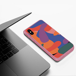 Чехол iPhone XS Max матовый Цветные кляксы, цвет: 3D-малиновый — фото 2