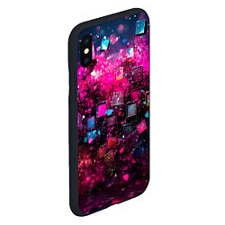 Чехол iPhone XS Max матовый Летящие абстрактные кубики, цвет: 3D-черный — фото 2