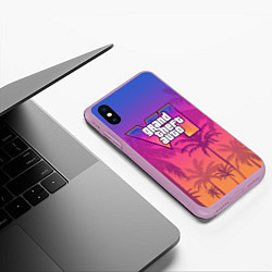 Чехол iPhone XS Max матовый GTA 6 official, цвет: 3D-сиреневый — фото 2