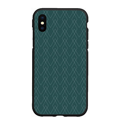 Чехол iPhone XS Max матовый Зелёный геометричные линии, цвет: 3D-черный