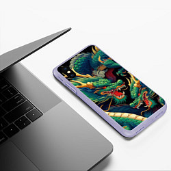 Чехол iPhone XS Max матовый Два Японских дракона - ирезуми, цвет: 3D-светло-сиреневый — фото 2