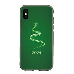 Чехол iPhone XS Max матовый Стилизованная елка 2024, цвет: 3D-темно-зеленый