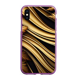 Чехол iPhone XS Max матовый Золотая объемная абстракция