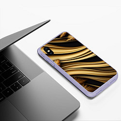 Чехол iPhone XS Max матовый Золотая объемная абстракция, цвет: 3D-светло-сиреневый — фото 2