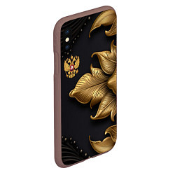 Чехол iPhone XS Max матовый Золотой герб России, цвет: 3D-коричневый — фото 2