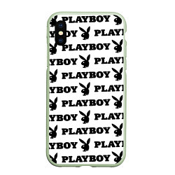 Чехол iPhone XS Max матовый Playboy rabbit, цвет: 3D-салатовый