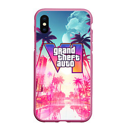 Чехол iPhone XS Max матовый Gta 6 logo vice city style