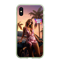 Чехол iPhone XS Max матовый GTA 6 girl, цвет: 3D-салатовый