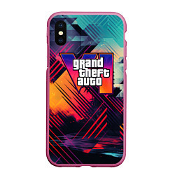 Чехол iPhone XS Max матовый GTA 6 abstract logo